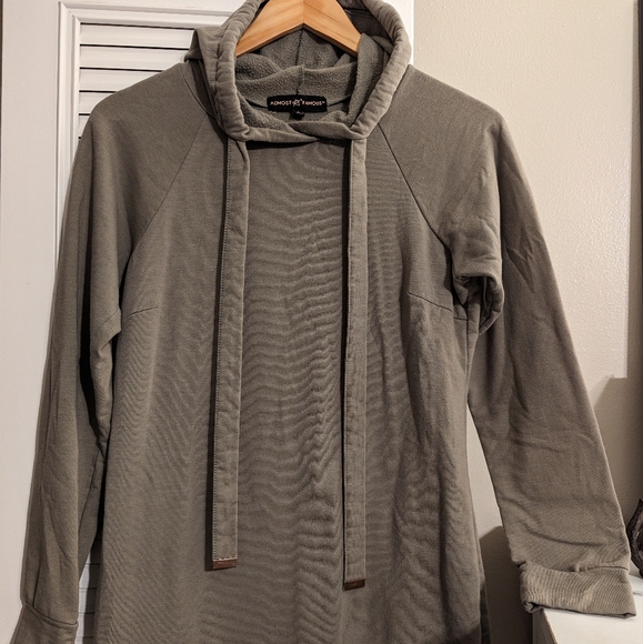 Almost Famous Long Army Green Drawstring Hoodie - Picture 5 of 7